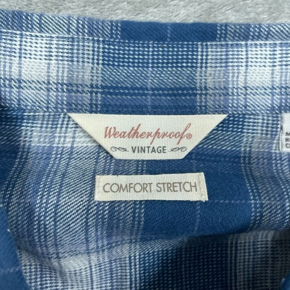 Weatherproof Vintage Blue Plaid Comfort Stretch Shirt Size S d0021 - Picture 11 of 15